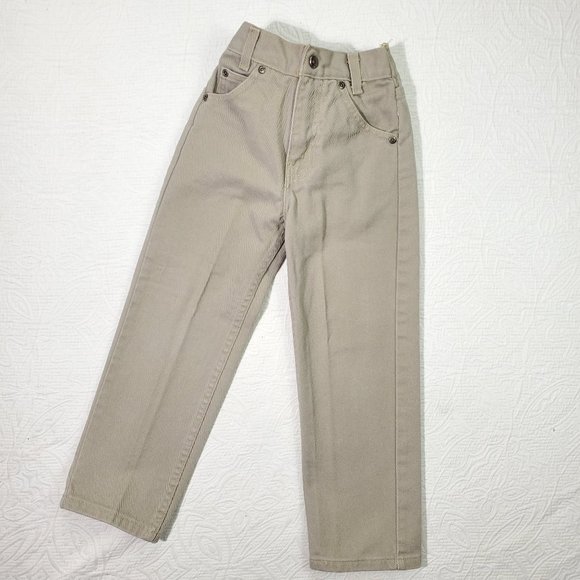 Vintage Tan Elastic Waist Jeans kids 6 SLIM - Picture 1 of 7
